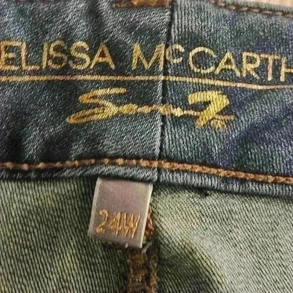 Melissa McCarthy Seven7 Skinny Midrise Distressed Blue Jeans Sz 24W NWOT - Picture 7 of 9